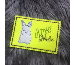 Stickdatei - Postkarte ITH Ostern "Ostergrüße" Hase